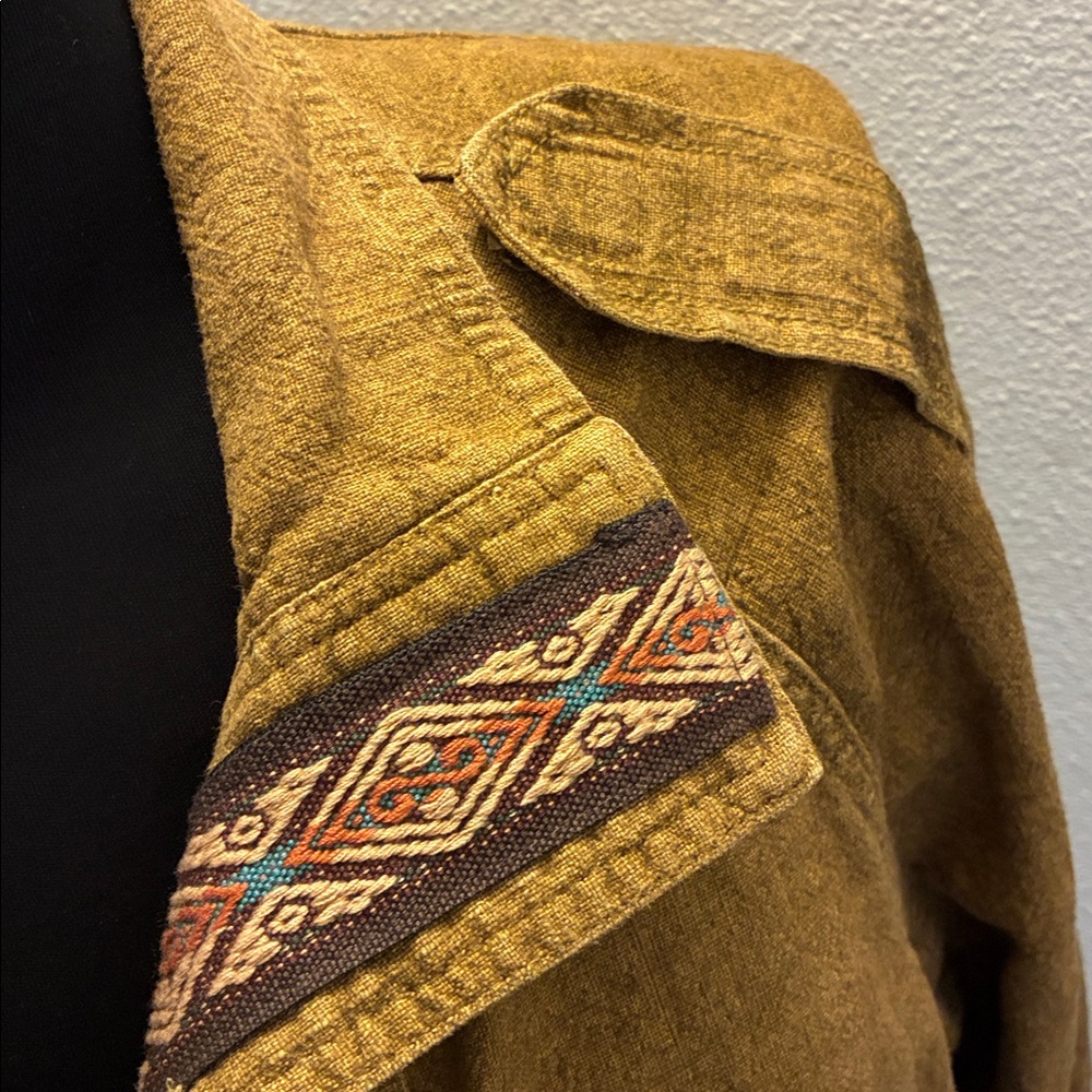 Free People Jayde Mustard Linen Safari Bomber Jacket Small 44” Chest $168 NWOT - Picture 3 of 15